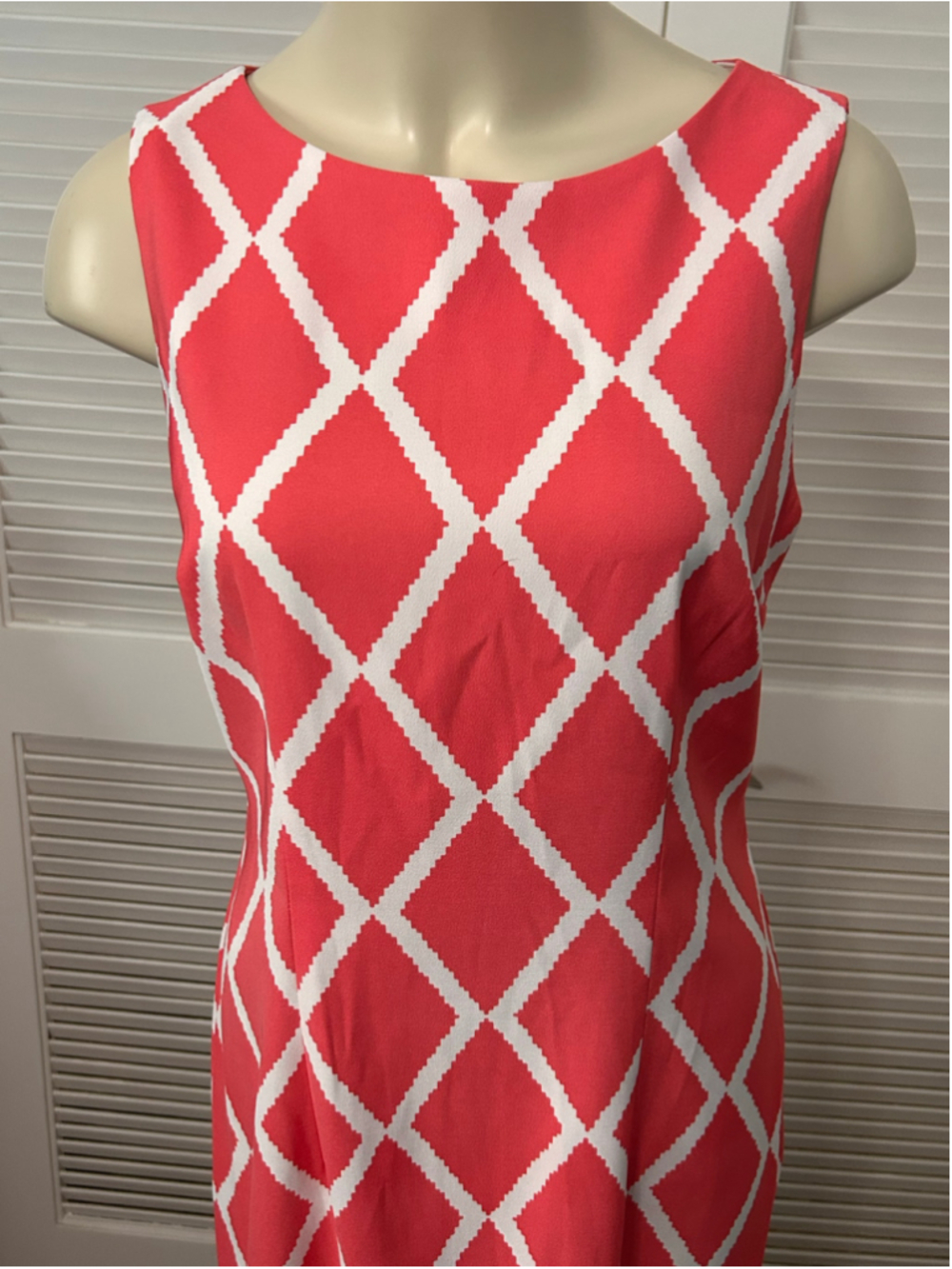 ALYX Red White Diamond Lattice Sleeveless Dress Size 12 Stretch - Picture 2 of 8